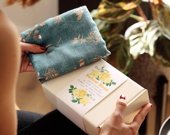 The Flower Of Friendship Yellow Rose Scarf In A Box - With Personalised Message Sleeve