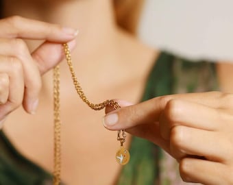 Personalized Gold Dove Necklace - Engraved Peace Bird Pendant