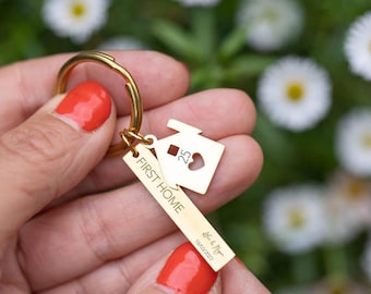 New Home New Beginnings Engraved Keyring - In Gift Box with Card