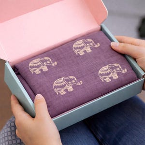 Elephant Print Viscose Scarf in Gift Box - Rose Gold Detail