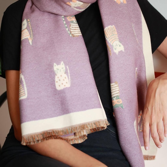 Personalised Cat Scarf - Soft Cashmere Blend. Cosy Gift for Cat Lover