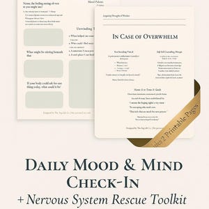 Daily Mood & Mind Check-In – Printable Reset for Clarity, Calm and Emotional Relief | Self-Care Tool for ADHD, Burnout and Perimenopause