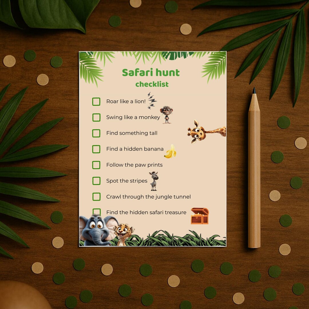 Safari Hunt Card Printable | Jungle Scavenger Hunt | Kids Activity Game ...