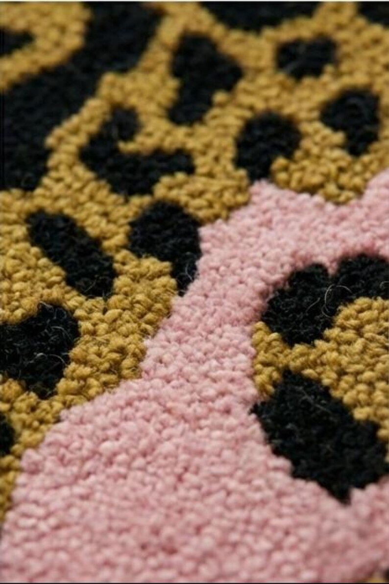 Leopard Wool Rug Handmade Pink Leopard Wool Rug – 3D Animal Print, Maximalist Decor - Etsy