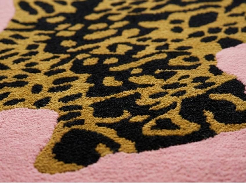 Leopard Wool Rug Handmade Pink Leopard Wool Rug – 3D Animal Print, Maximalist Decor - Etsy