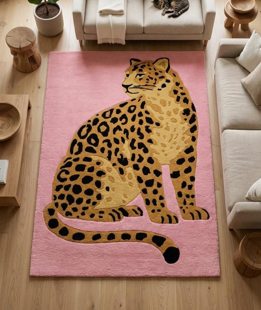 Hand-tufted Pink Leopard Wool Rug – 3D Textured, Maximalist Decor - Etsy