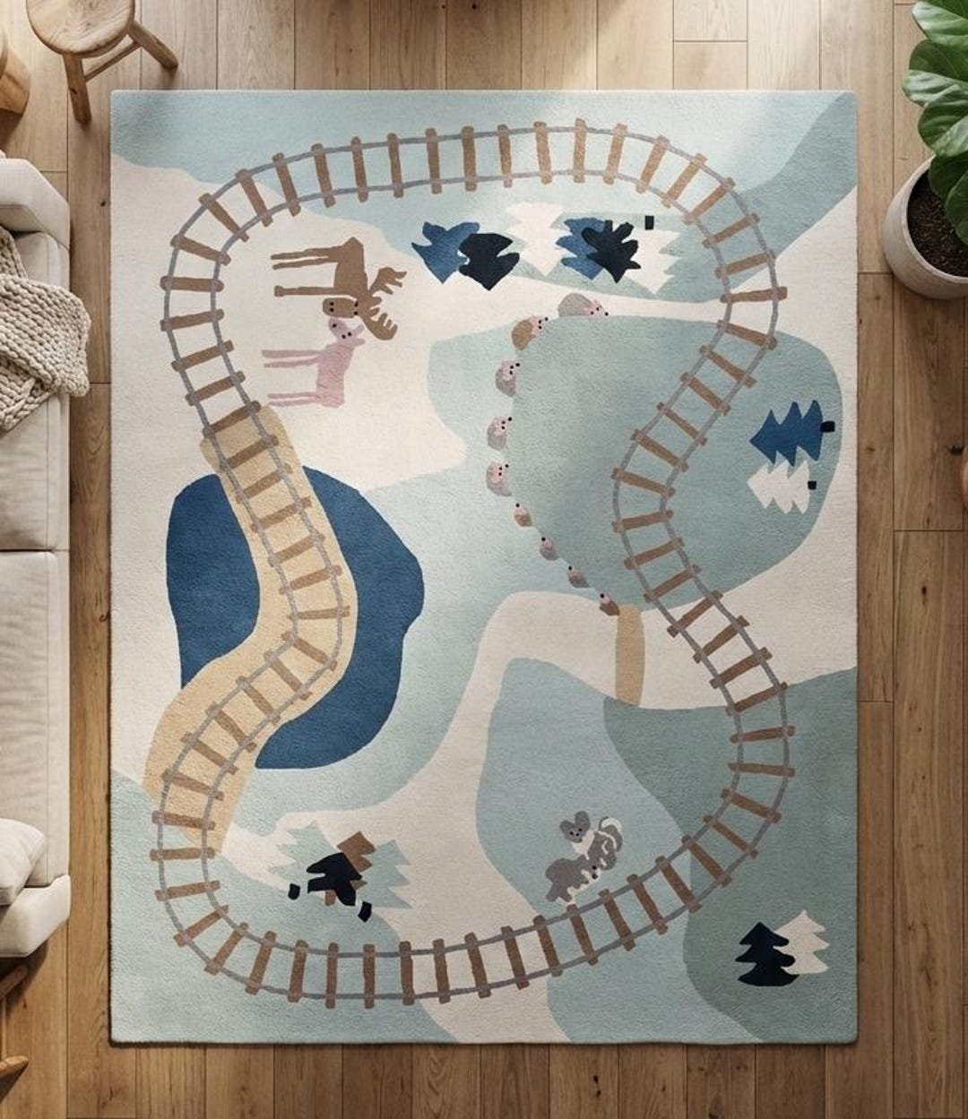 Classroom Train Rug Handmade Wool Train Track Rug – 3D Kids Playroom Carpet - Etsy
