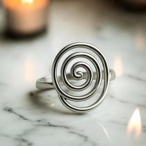 Silver Spiral Ring, 925 Sterling Silver Ring, Silver Circle Ring, Round Bohemian Ring, Silver Statement Ring, Handmade Ring, Everyday wear**