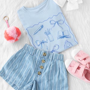 Back to School Bow-Print Kids Tee, Stylish Kids T-Shirt, Playdate Outfit, Fun Everyday Wear, Gift for Girls