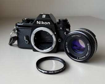 Nikon EM 35mm Film Camera Vintage SLR 1970s Analog Shooter With Nikkor 50mm F1 8 Lens Retro Photography Gear