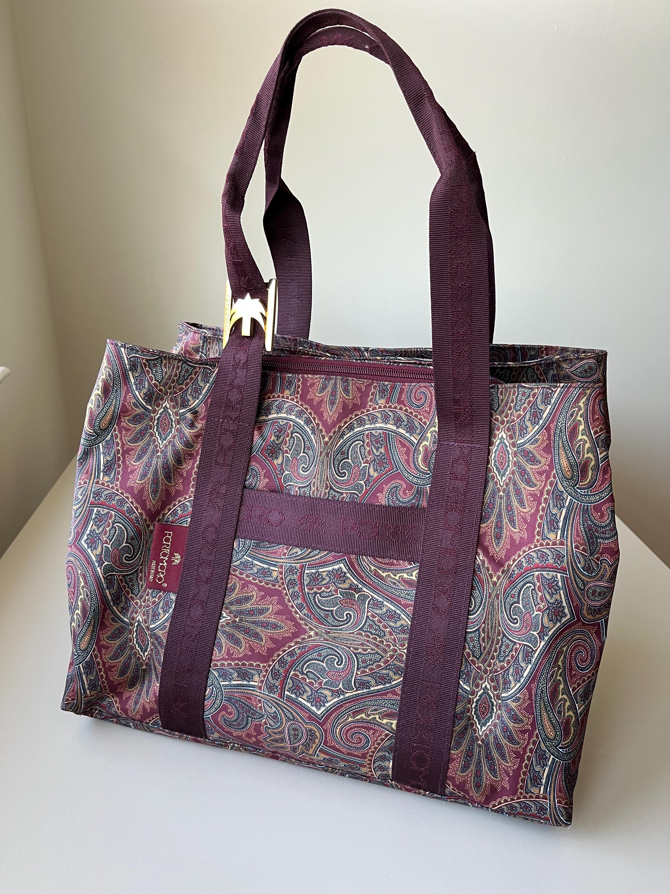 PORTOMORO Paisley Print Yoga Travel Duffel Bag Weekender Made in