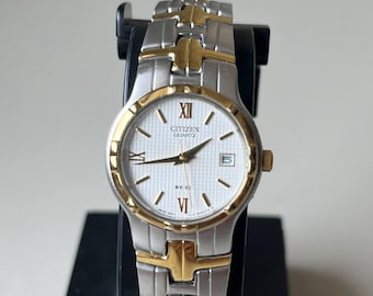 CITIZEN Womens Quartz Watch White Dial Date Gold Silver Tone  display picture 3