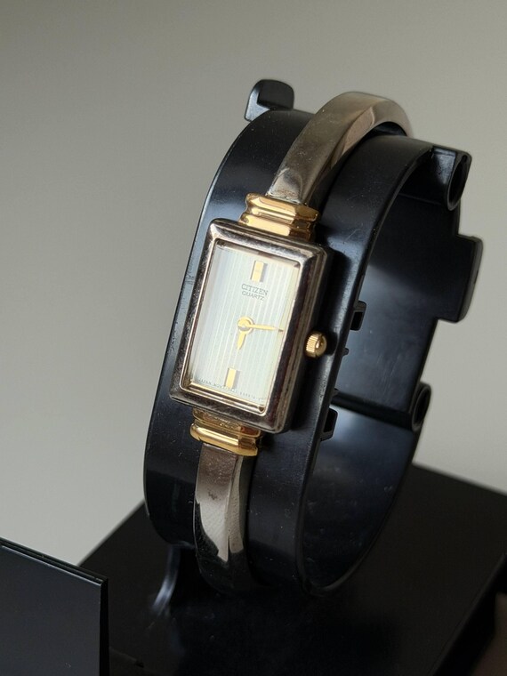 Citizen Womens Silver Tone Rectangular Quartz Ana… - image 2