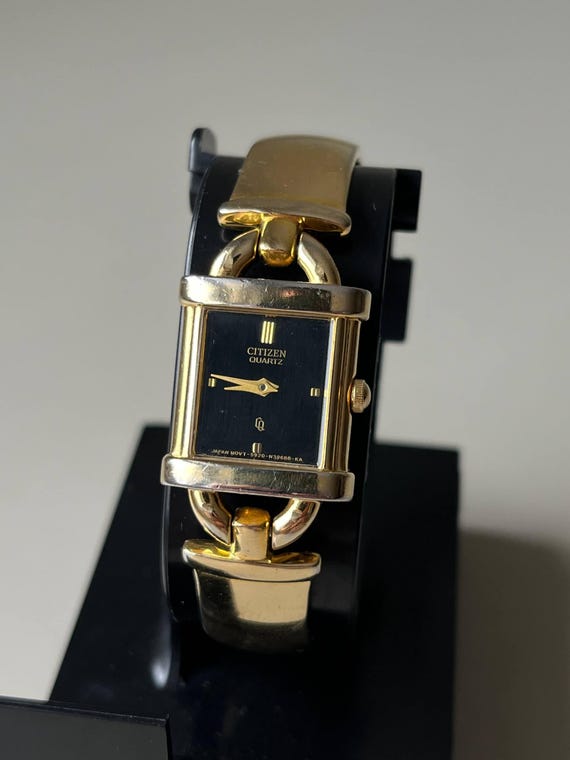 Citizen Quartz Gold Tone Tank Ladies Watch Vintage 80s 90s Solid