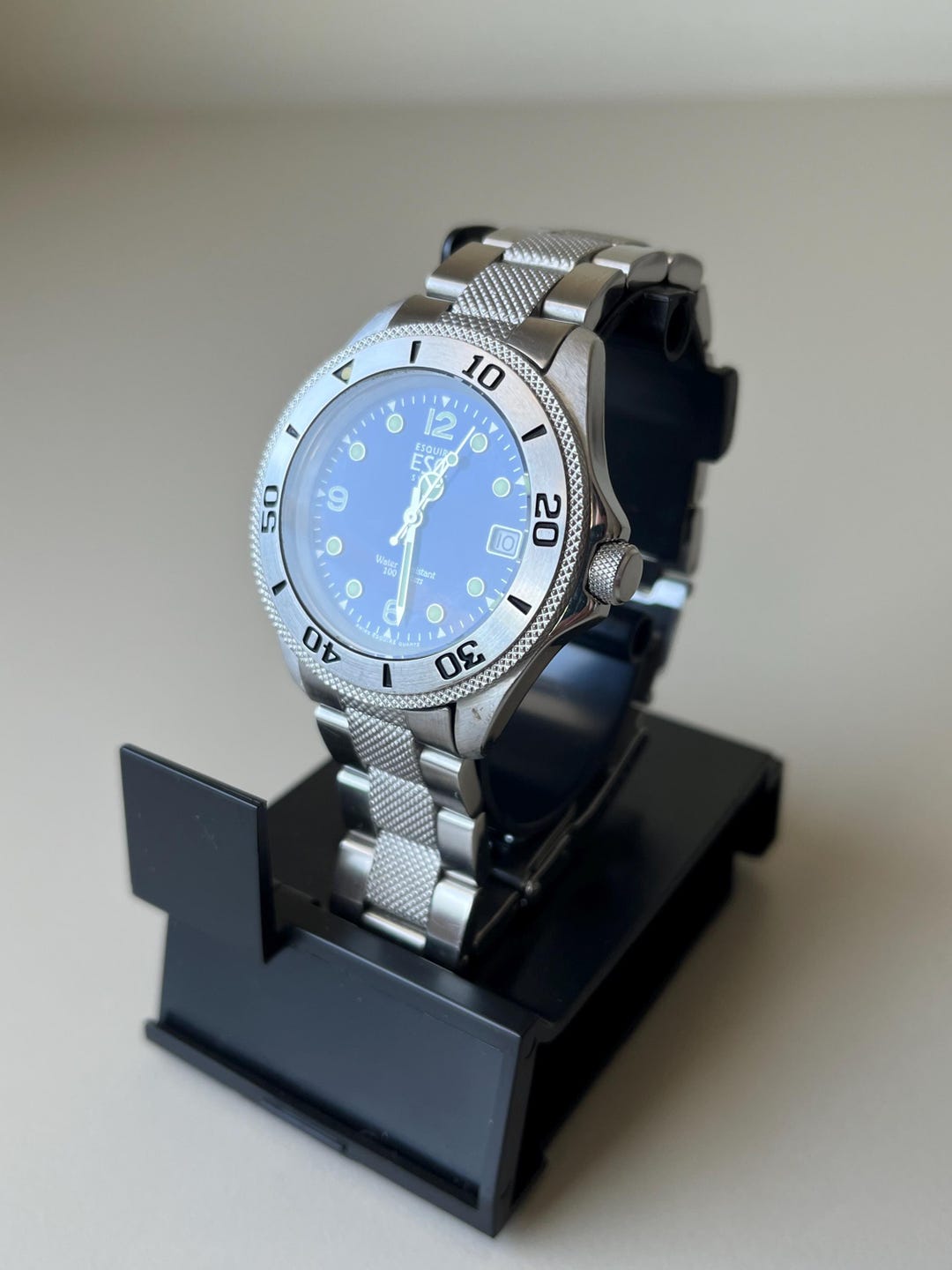 Esq Model ESQ Esquire Mens Watch Blue and Silver Swiss Made Stainless Steel Band ...
