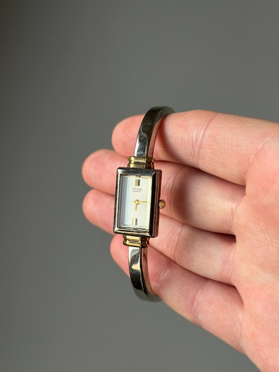 Citizen Womens Silver Tone Rectangular Quartz Ana… - image 11