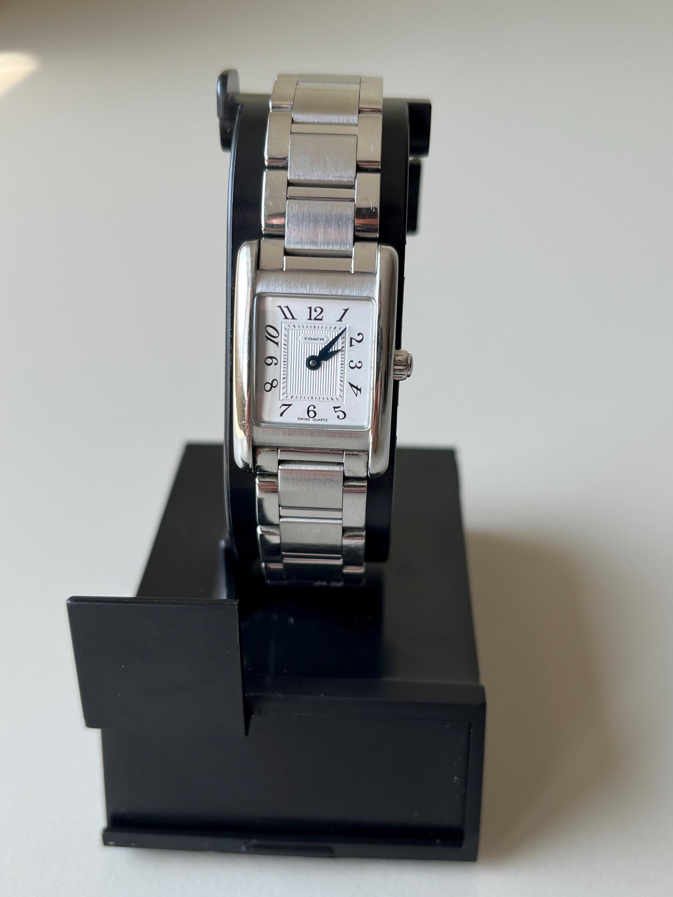 COACH Womens Rectangle Watch Silver Tone Stainless Steel 