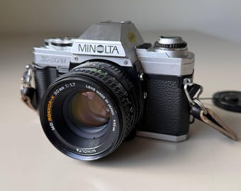 Minolta X370 35mm Film SLR Camera Kit Vintage Analog Photography Collectible Manual Focus 50mm F1.7 28mm Dual Optics