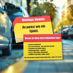 Parcheggi come un egoista – 32 tessere di parcheggio con una frase impertinente, un promemoria, una carta troll per la tua auto