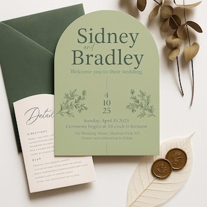 Digital Wedding Invitation Canva|Editable Template | Modern Minimalist Wedding Invite|Elegant Instant Download|sage green wedding invitation
