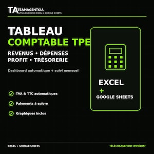 Puede incluir: Una plantilla de panel de contabilidad digital para pequeñas empresas con fondo negro y texto e iconos en verde lima. Incluye secciones para ingresos, gastos, beneficios y flujo de caja, compatible con Excel y Google Sheets.
