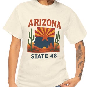 Arizona Shirt, Sunset Graphic Tee, Unisex Heavy Cotton Shirt, State Pride Apparel, Vacation Souvenir, Casual Summer Wear, Gift for Travelers