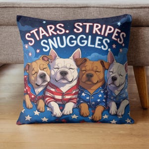 Dog Lover Pillow, Cute Canine Cushion, Animal Print Decor, Pet Owner Gift, Cozy Puppy Throw Pillow, July 4th Decor, Gift, Dog-Themed Pillow