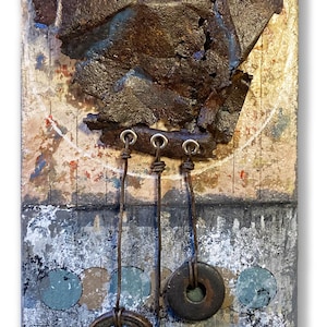 LONG TERM PLANS: Industrial Art, Assemblage Wall Hanging, Upcycled Wall Sculpture, Junk Art, Whimsical Art
