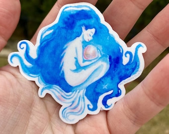 Blue Mermaid with Pink Pearl Sticker