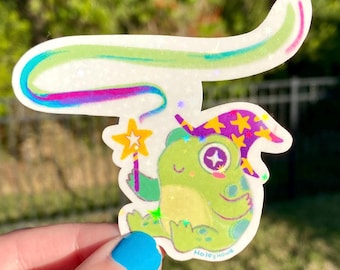 Magical wizard toad with magic wand sticker