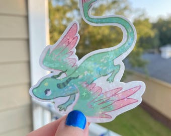 Teal and Pink Baby Medieval Dragon sticker