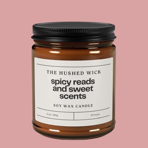 spicy reads and sweet treats | bookish gifts | book lover candle | bookish merch | bookish things | reading candle | candle | gift for her