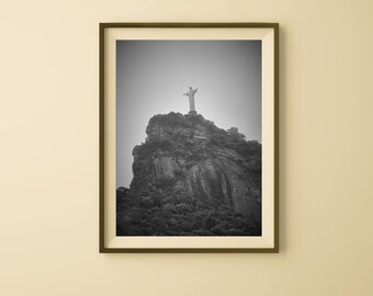 Christ the Redeemer Print: Black and White Rio de Janeiro Photography (Digital Download)
