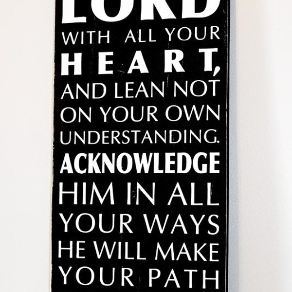 Trust in the Lord Wood Sign Typography Art - Sign