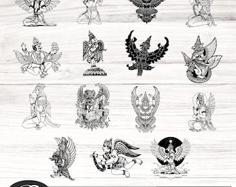 Lord Garuda SVG PNG Bundle, Hindu Mythology Eagle (Digital Download)
