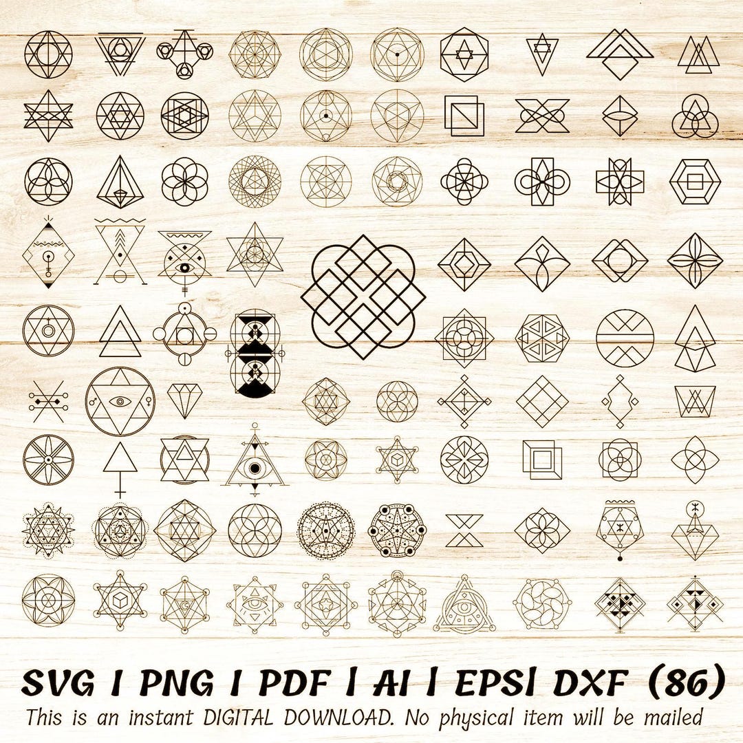 86 Alchemy Sacred Geometry Svg DXF Bundle, Sacred Symbols, Geometry ...