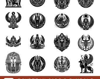 Egyptian Gods & Symbols SVG Bundle | Ancient Egypt Vector Clipart | Anubis Isis Horus Scarab Pharaoh PNG PDF ai eps | Cricut Silhouette