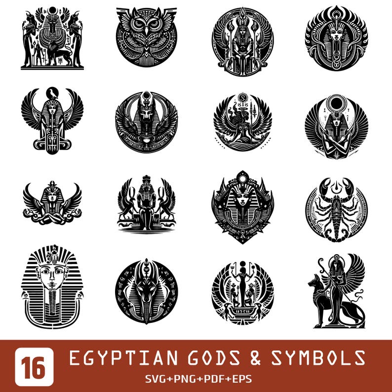 Egyptian Gods & Symbols SVG Bundle | Ancient Egypt Vector Clipart ...