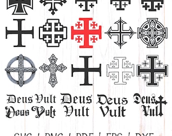 Jerusalem Cross Clipart | Crusader, deus vult Christian, knights templar patterns (SVG, PNG, PDF)