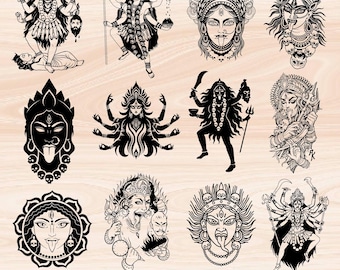 Mahakaali Hindu SVG PNG Bundle, Spiritual Art Cut Files (Digital Download)