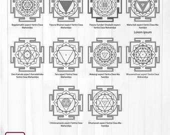 Dasa Mahavidya Yantra SVG Bundle: Sacred Geometry Mandala  for laser engraving  (Digital Download)
