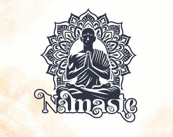 Namaste Mandala SVG, Yoga Zen Cut File (Digital Download