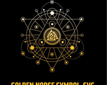 Golden Valknut Norse Symbol SVG, Geometric Viking Triangle Laser Cut Files (Digital Download)