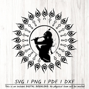 Lord Krishna SVG, Stickers, Laser Cut, Cricut, Silhouette, Indian god T-Shirt Design, hinduism, meditation,Worship SVG, png & pdf cut file