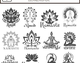 Namaste Mandala SVG Bundle, Yoga Meditation Lotus Cut File (svg, png, pdf)