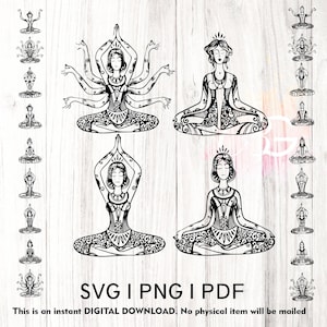 Hand drawn yoga pose bundle,  Yoga SVG png ,pdf , Yoga SVG, Meditation Sublimation, Women Empowerment SVG, Girl Power  Motivational Png