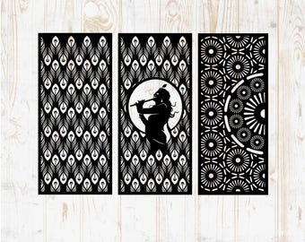 Lord Krishna Wall Decor SVG DXF | Hindu God Laser Cut Design (Digital Download)