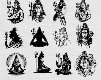 Lord Shiva SVG Bundle, Aadiyogi Hindu God Clipart, Meditation Yoga (Digital Download)