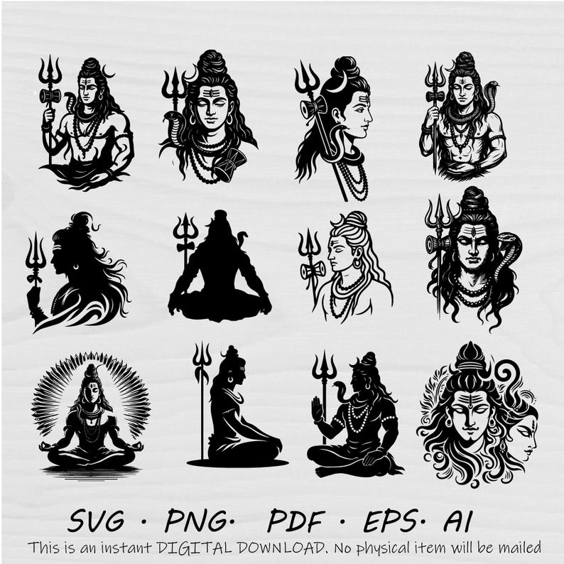 Lord Shiva SVG Bundle, Aadiyogi Hindu God Clipart, Meditation Yoga ...