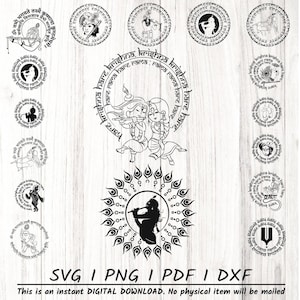 17 Lord Krishna svg bundle, Indian Worship Stickers, Krishna Laser Cut, Cricut, Silhouette, Krishna T-Shirt Design, hindu SVG, Krishna PNG